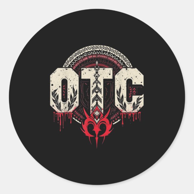 Pegatina Redonda Hombres Mujeres Niños Otc Bloodline Roman Wrestlin (Anverso)