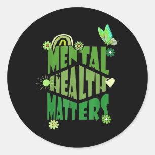 Pegatina Redonda Hombres Mujeres Niños Salud Mental S Conscientes D