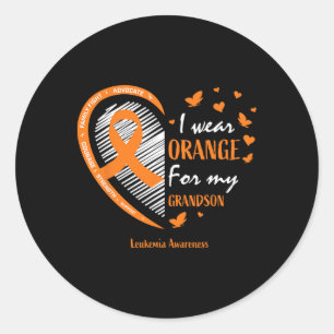 Pegatina Redonda Hombres Mujeres Que Uso Naranja Para La Leucemia D