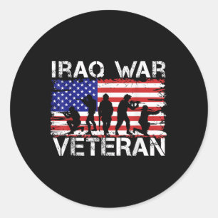 Pegatina Redonda Hombres Mujeres Veteranas de la Guerra de Irak
