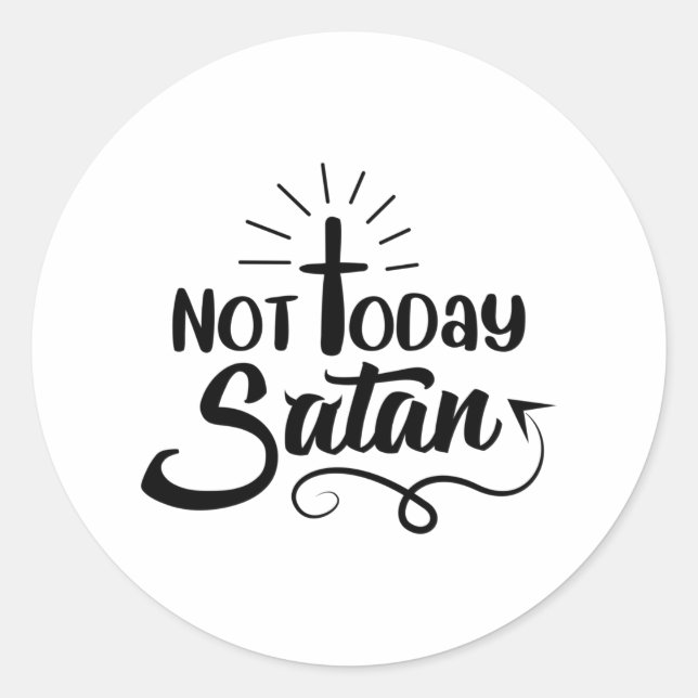 Pegatina Redonda Hombres No Hoy Satanás V-Neck Camiseta Gráfica (Anverso)