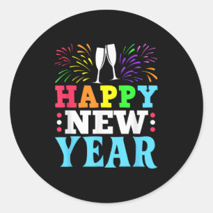 Pegatina Redonda Hombres Nye Shirt Feliz Año Nuevo 2025 2026 Mujere
