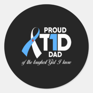 Pegatina Redonda Hombres Orgullosos De T1D Papá De La Hija Diabetes