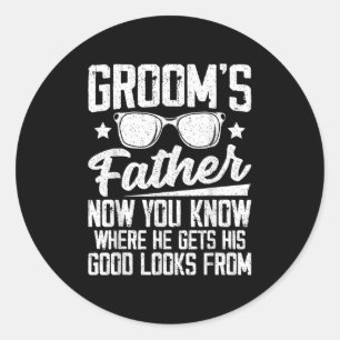 Pegatina Redonda Hombres Padre Del Vestido Boda Groom Grooms