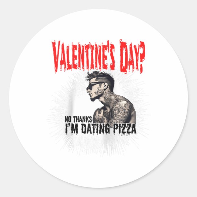 Pegatina Redonda Hombres por un hombre soltero contra San Valentín (Anverso)