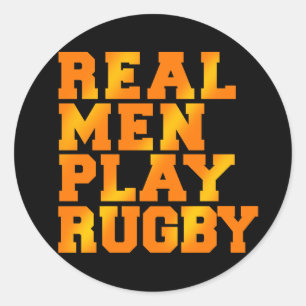 Pegatina Redonda Hombres Reales Juegan Al Rugby