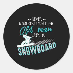 Pegatina Redonda Hombres Regalos De Snowboard Graciosos De Snowboar