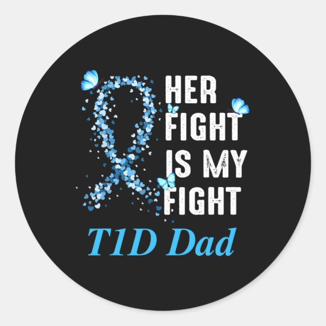 Pegatina Redonda Hombres, su lucha es mi lucha contra la diabetes t (Anverso)