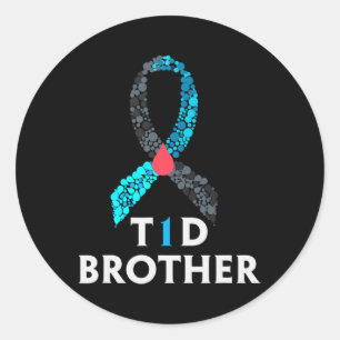 Pegatina Redonda Hombres Tipo 1 Diabetes Hermano - Día Mundial de l