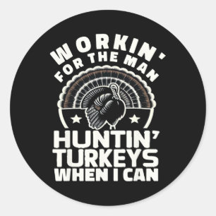 Pegatina Redonda Hombres trabajando para hombres de mujeres diverti