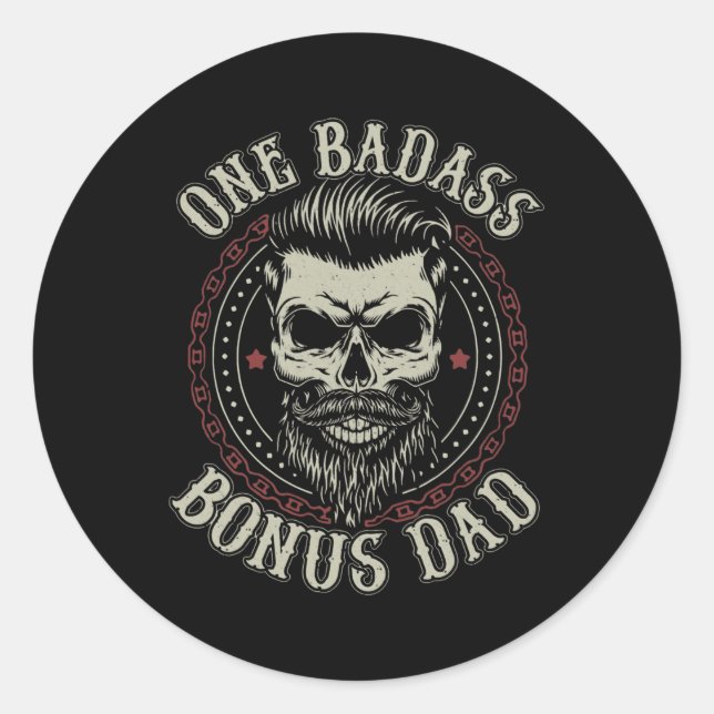 Pegatina Redonda Hombres Un Bono Badass Papá Cumpleaños Paso Papá (Anverso)