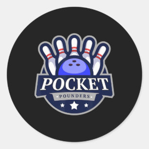Pegatina Redonda Hombres Y Mujeres Del Equipo De Pocket Pounders
