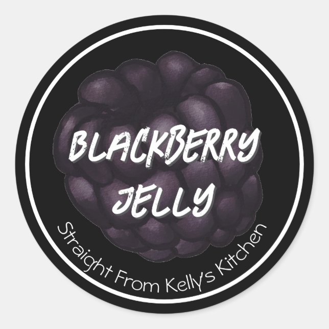 Pegatina Redonda Home Canning Business Blackberry Jelly Jam Label (Anverso)