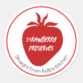 Pegatina Redonda Home Canning Business Strawberry Preserves Label