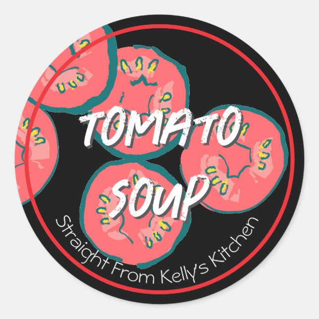 Pegatina Redonda Home Canning Business Tomato Soup Modern Label (Anverso)