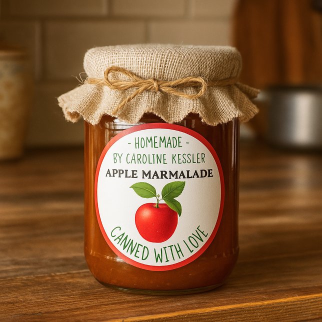 Pegatina Redonda Home Made Apple Marmalade Canning Label Sheet (Subido por el creador)