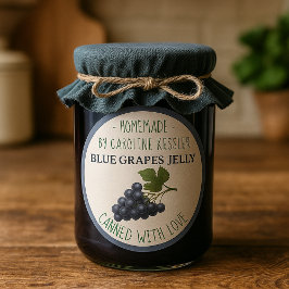 Pegatina Redonda Home Made Blue Grape Jelly Canning Label Sheet