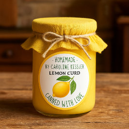 Pegatina Redonda Home Made Lemon Curd Canning Label Sheet