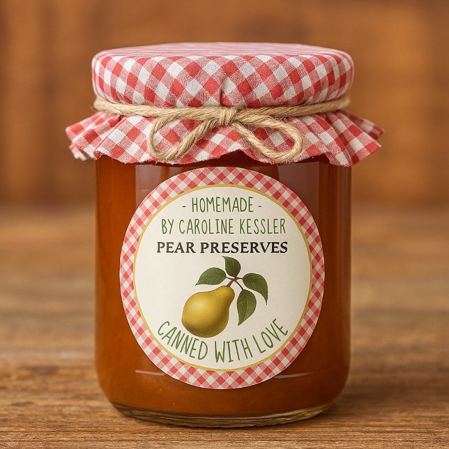Pegatina Redonda Home Made Pear Preserves Canning Label Sheet (Subido por el creador)