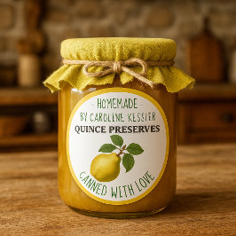 Pegatina Redonda Home Made Quince Preserves Canning Label Sheet