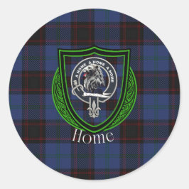 Pegatina Redonda Home Scottish Clan Tartan & Crest