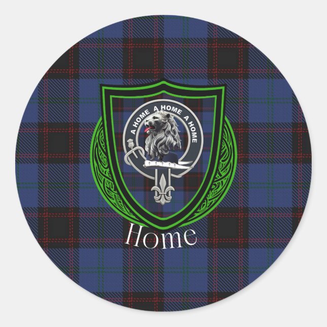 Pegatina Redonda Home Scottish Clan Tartan & Crest (Anverso)