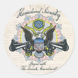Pegatina Redonda Homeland Security Gun-Toting Eagle