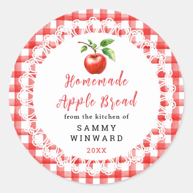 Pegatina Redonda Homemade Apple Bread Label (Anverso)