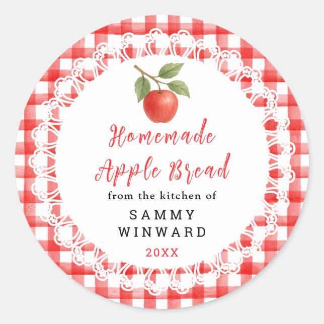 Pegatina Redonda Homemade Apple Bread Label (Anverso)