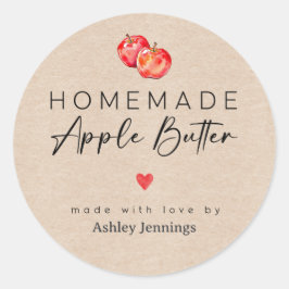 Pegatina Redonda Homemade Apple Butter Labels | Made with Love