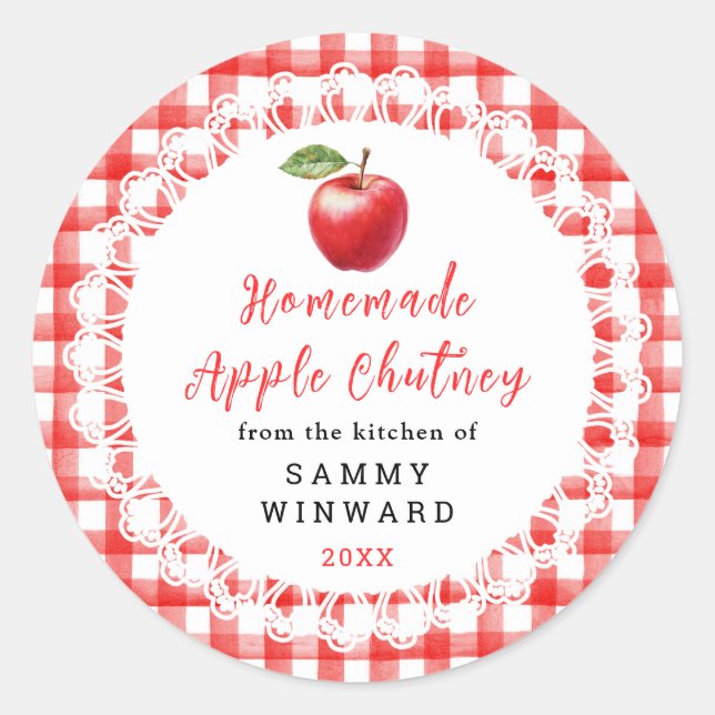 Pegatina Redonda Homemade Apple Chutney Label (Anverso)