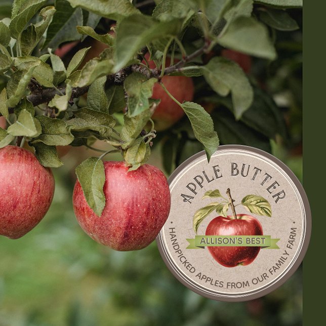 Pegatina Redonda HOMEMADE APPLE CIDER Grunge Font Kraft y Brown (Subido por el creador)