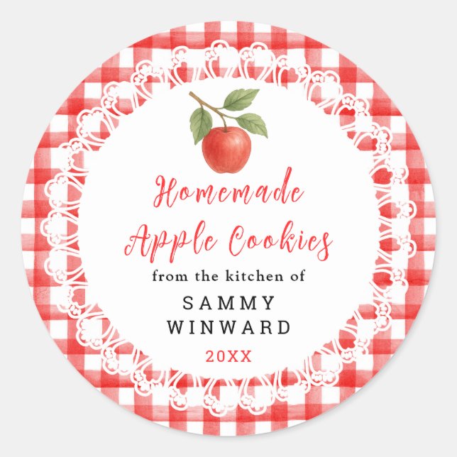 Pegatina Redonda Homemade Apple Cookies Label (Anverso)