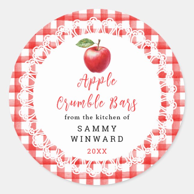Pegatina Redonda Homemade Apple Crumble Bars Label (Anverso)