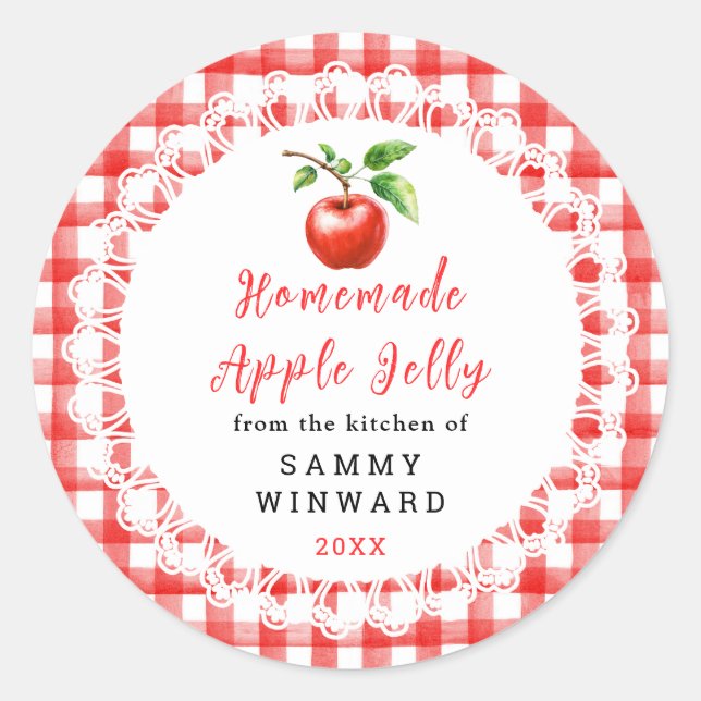 Pegatina Redonda Homemade Apple Jelly Label (Anverso)