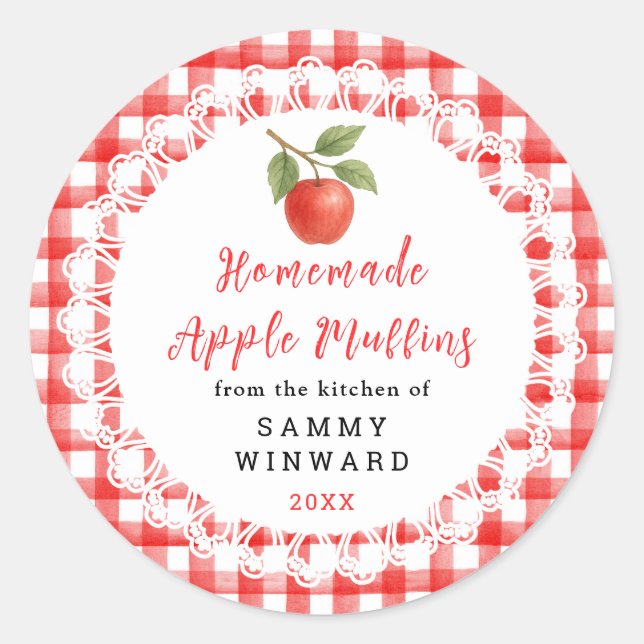Pegatina Redonda Homemade Apple Muffins Label (Anverso)