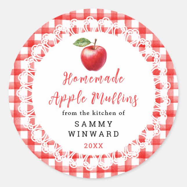 Pegatina Redonda Homemade Apple Muffins Label (Anverso)
