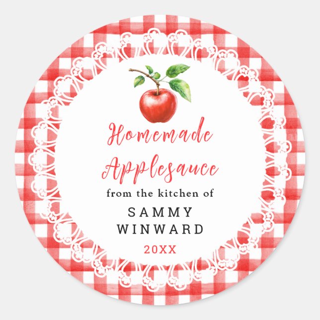 Pegatina Redonda Homemade Applesauce Label (Anverso)