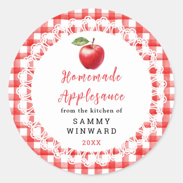 Pegatina Redonda Homemade Applesauce Label (Anverso)