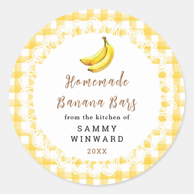 Pegatina Redonda Homemade Banana Bars Label (Anverso)