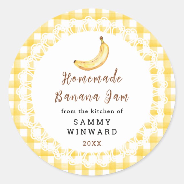 Pegatina Redonda Homemade Banana Jam Label (Anverso)