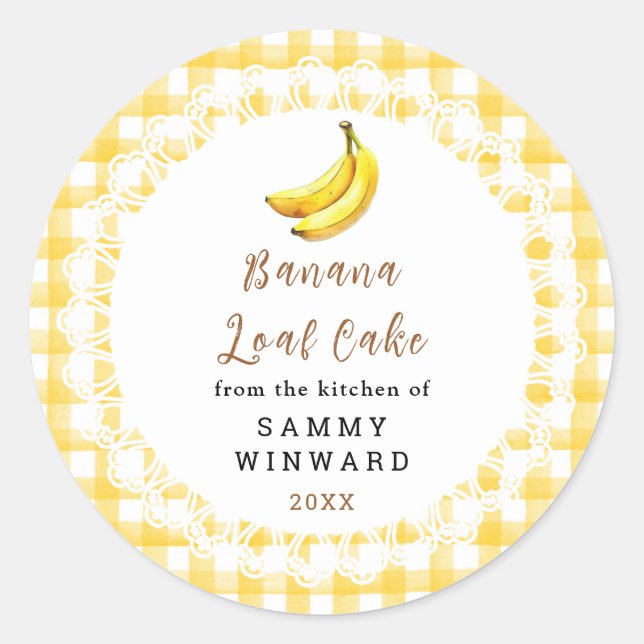 Pegatina Redonda Homemade Banana Loaf Cake Label (Anverso)