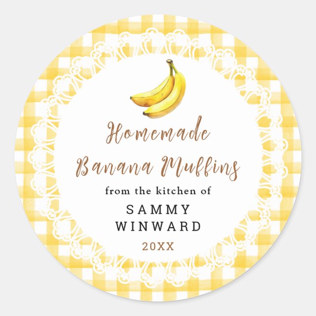 Pegatina Redonda Homemade Banana Muffins Label (Anverso)