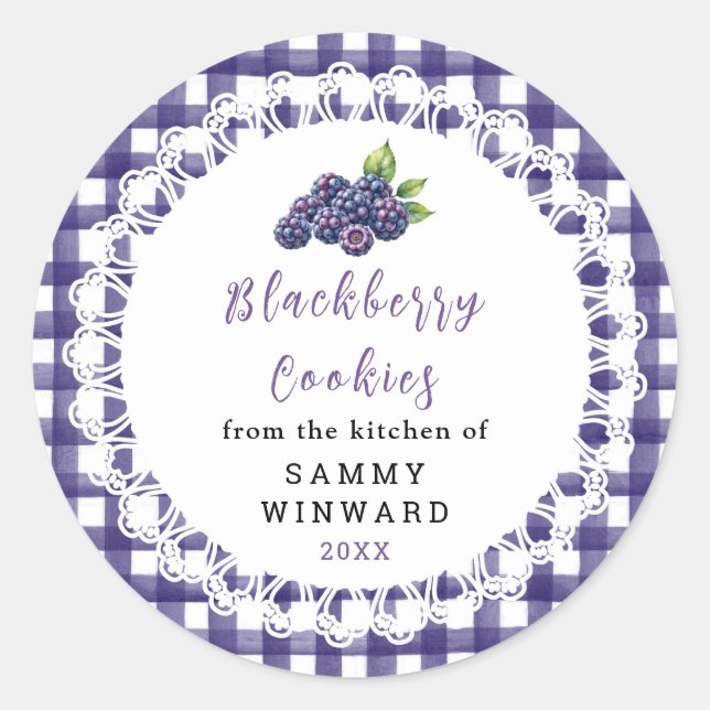 Pegatina Redonda Homemade Blackberry Cookies Label (Anverso)