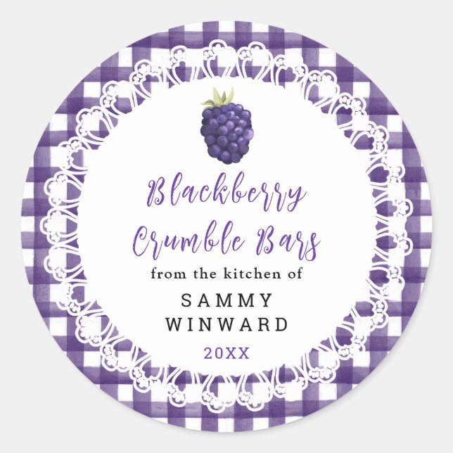 Pegatina Redonda Homemade Blackberry Crumble Bars Label (Anverso)