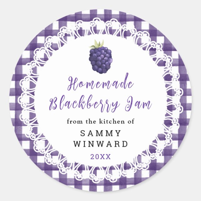 Pegatina Redonda Homemade Blackberry Jam Label (Anverso)
