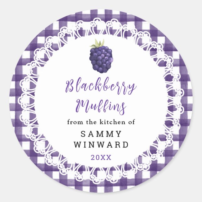 Pegatina Redonda Homemade Blackberry Jam Label (Anverso)
