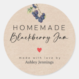 Pegatina Redonda Homemade Blackberry Jam Labels | Made with Love