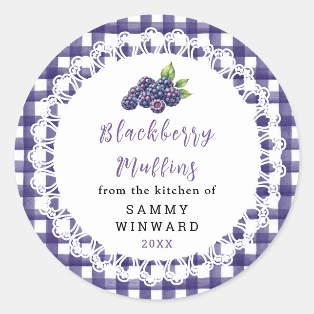 Pegatina Redonda Homemade Blackberry Muffins Label (Anverso)