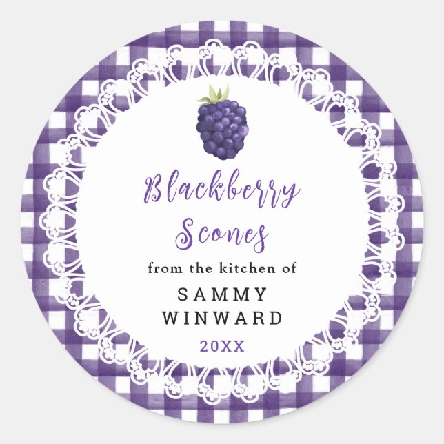 Pegatina Redonda Homemade Blackberry Scones Label (Anverso)